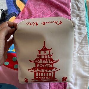 Red and Cream Pagoda Print Women's Bag